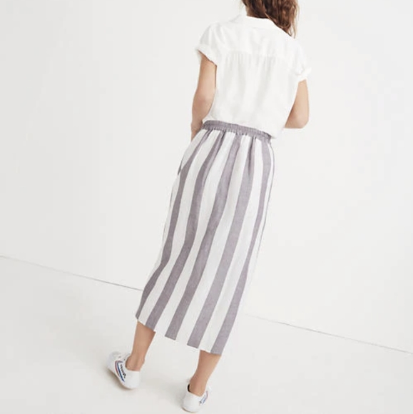 Madewell Striped Overlay Skirt, Midi Grey & White - Picture 7 of 8